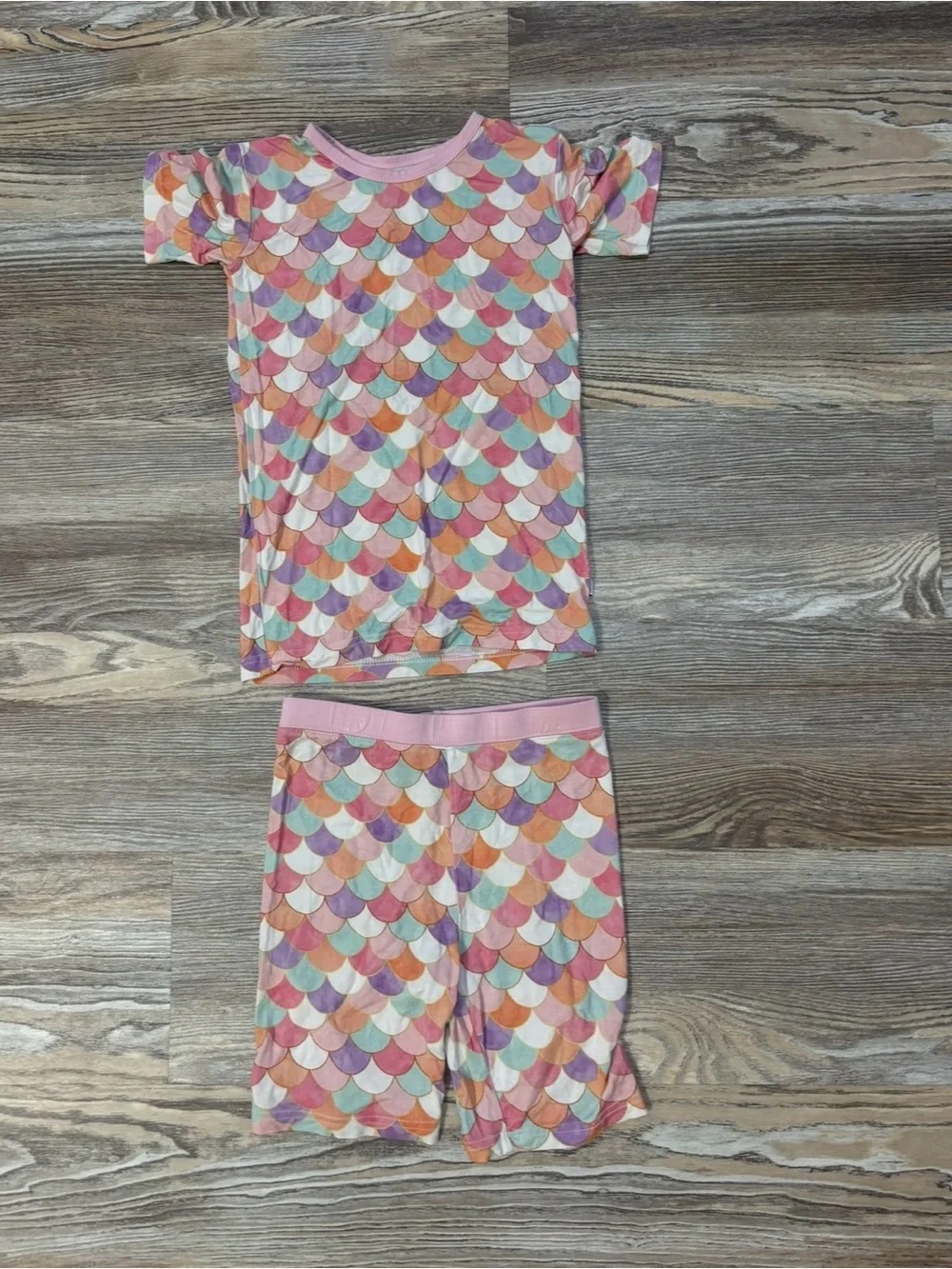 Little Sleepies Pink Multicolor Mermaid Scale Short Pajama Set